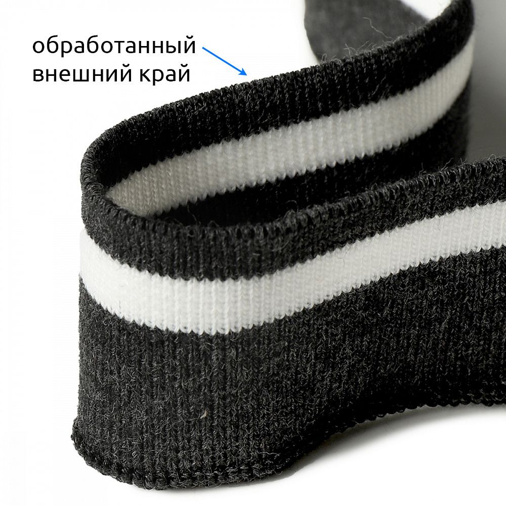 Подвяз (довяз) трикотажный 3.5х80 см, т.серый с белой полосой, 100% п/э, 5 штук