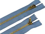 Молния металл (цв.SBS) джинсовая Т4 (4 мм) 1 зам., н/раз., 18 см, S-277 голубой (звено: золото), уп.100 шт