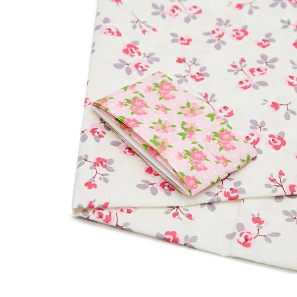 Ткань для рукоделия в наборе х/б с лентой (25728/25303 молочный) 29432