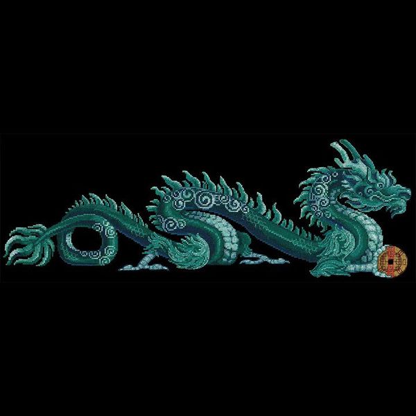Набор для вышивания нитками Сделай своими руками, Нефритовый дракон 48,5х16,5 см