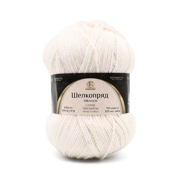 Пряжа Камтекс Шелкопряд / уп.5 мот. по 100 г, 300 м, 205 белый