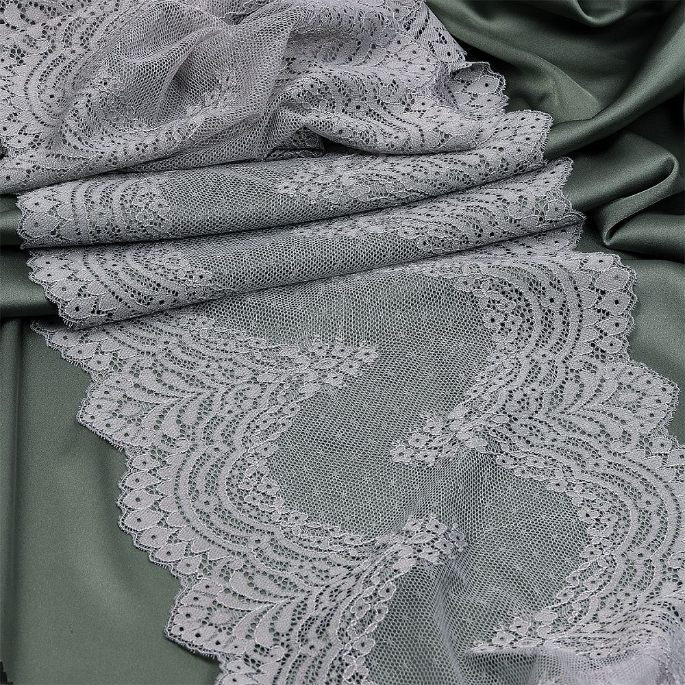 Кружево бельевое эластичное 230 мм / 10 м, 8036, цв.F310 серый, Kruzhevo