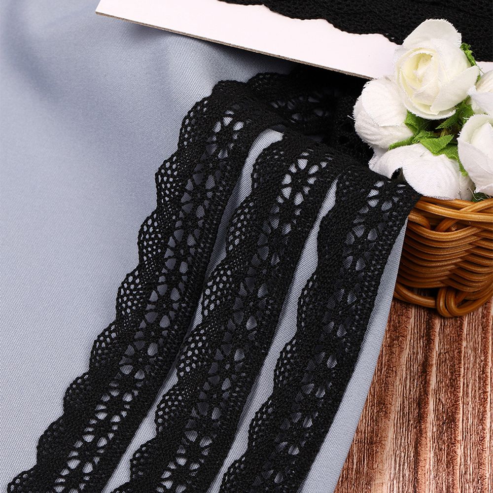 Кружево вязаное (тесьма) 27 мм / 10 метров, хлопок, TBY.1005, черный