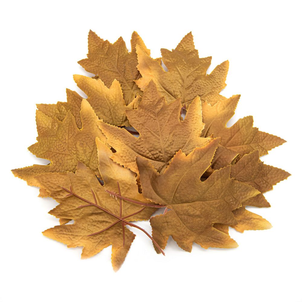 Кленовые листья, 9 шт, 6 Зелено-коричневые