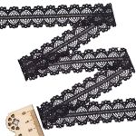 Кружево на сетке 22 мм, 6,8 м, ±4 см, 0623-1227, черный