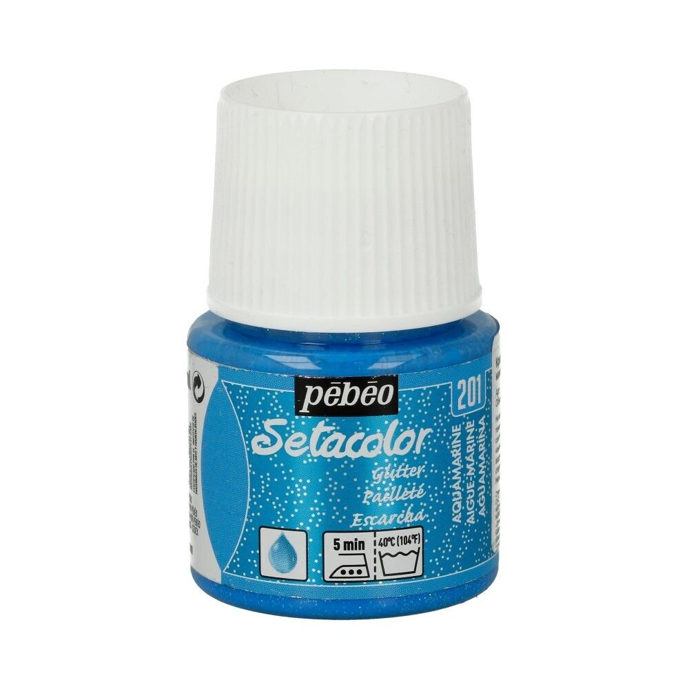 Краска для светлых тканей с микро-глиттером Setacolor 45 мл 329201 аквамарин, Pebeo