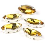 Хрустальные стразы в цапах формы миндаль, желтый 7х15 мм, 5 шт., МЦ004НН715