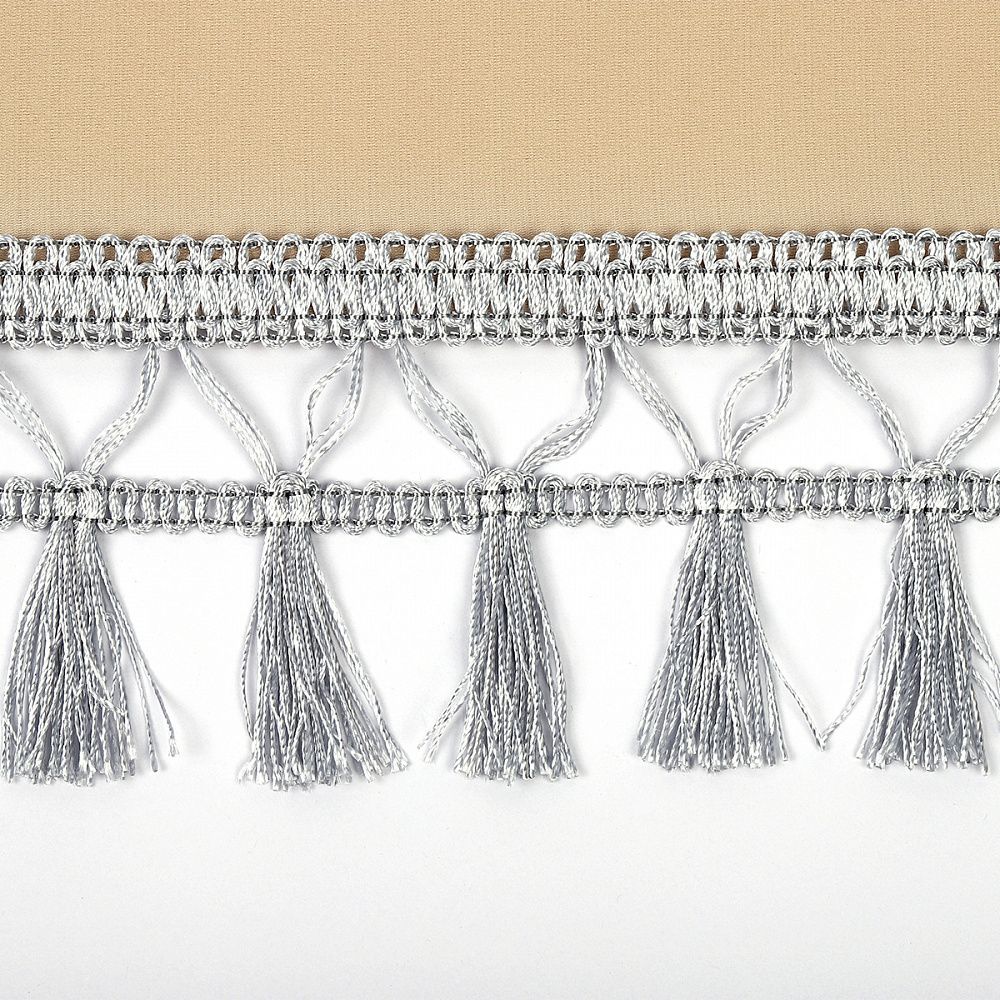 Бахрома отделочная 70.0 мм / 10 метров, с кисточками, 6154-0419, 6474 серебро