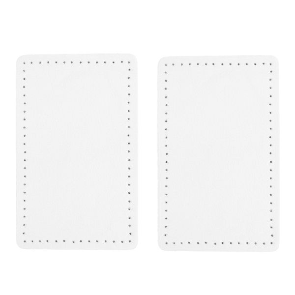 Заплатки пришивные из кожи, прямоугольник 6х9.6 см, с перфорацией, 2 шт, 100% кожа, 08 белый, 9113