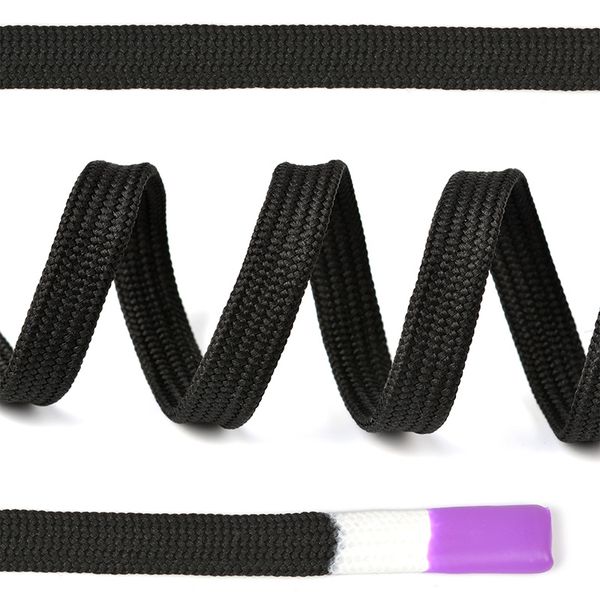 Шнурки плоские 9 мм SLF038 длина 130 см черный уп.10 шт