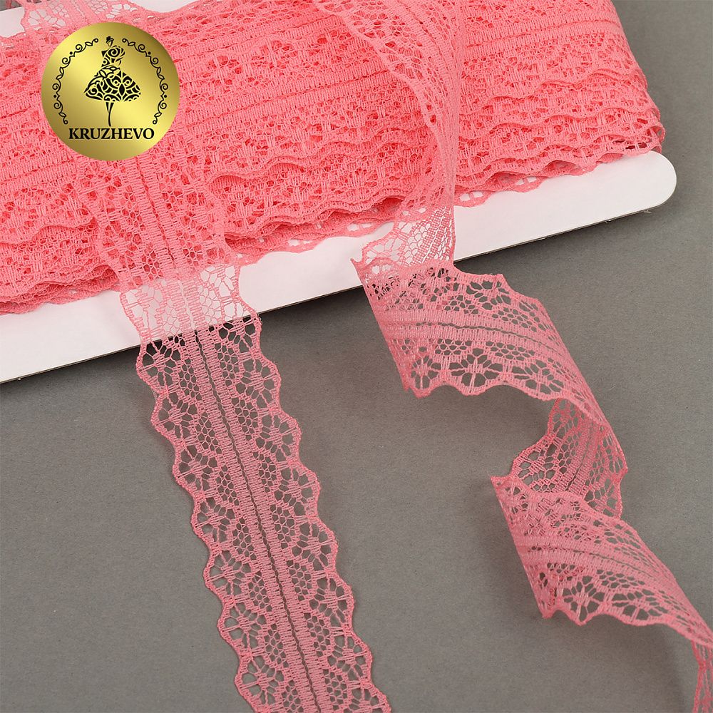 Кружево отделочное в стиле "трикотаж" 30 мм, 1659-1 цв.221 персиковый уп.27,4м