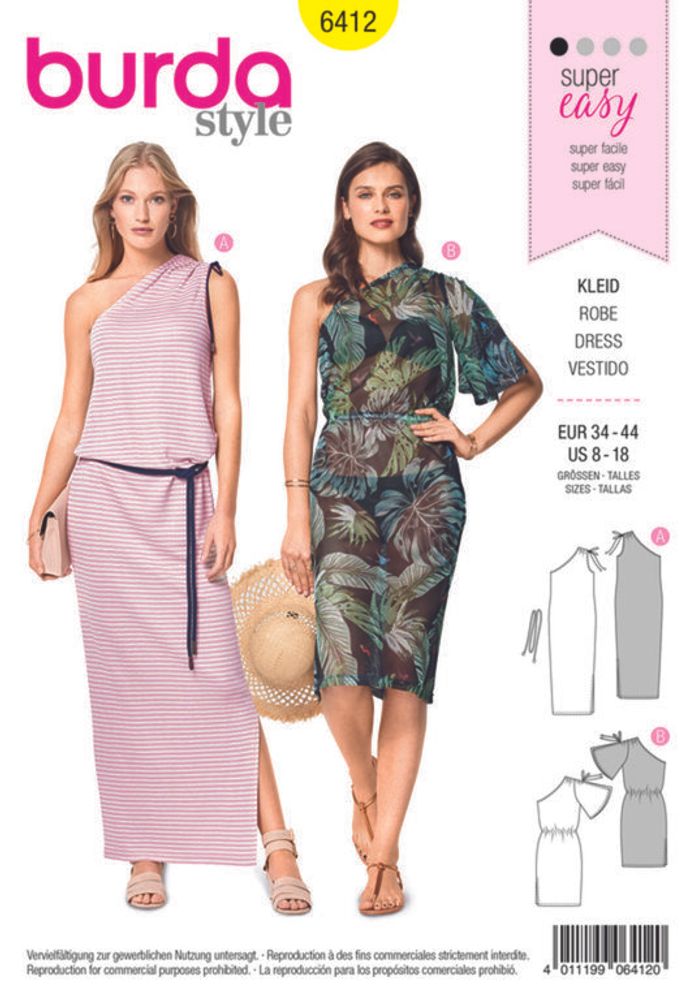 Выкройка женское платье Burda (Бурда) 6412, 1 шт