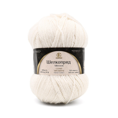 Пряжа Камтекс Шелкопряд / уп.5 мот. по 100 г, 300 м, 205 белый