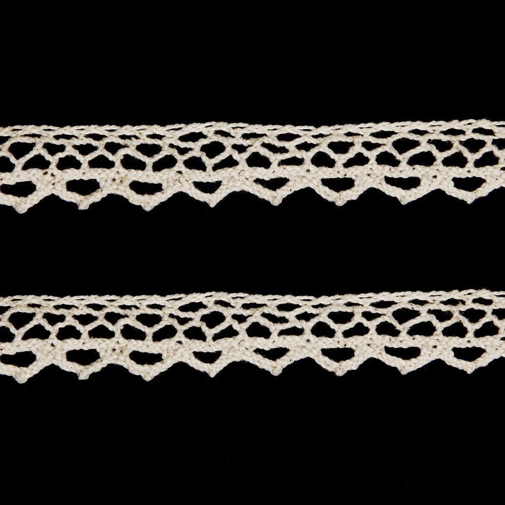 Кружево вязаное (тесьма) хлопковое 10 мм / 9.14 метров, бежевый