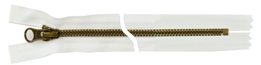 Молния трактор YKK Metalux Т5 (5 мм) 1 зам., разъем., античное золото, 20 см, под металл, 501 gold 20, уп.10 шт