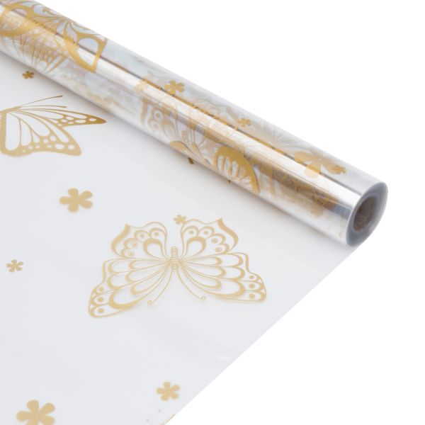 Пленка Летящие Бабочки, золото, 70 см / 9.14±5% метра