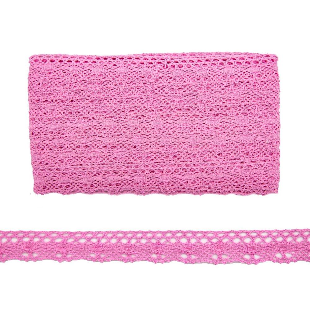 Кружево вязаное (тесьма) 20 мм, х/б, JD017 розовый, 20 м