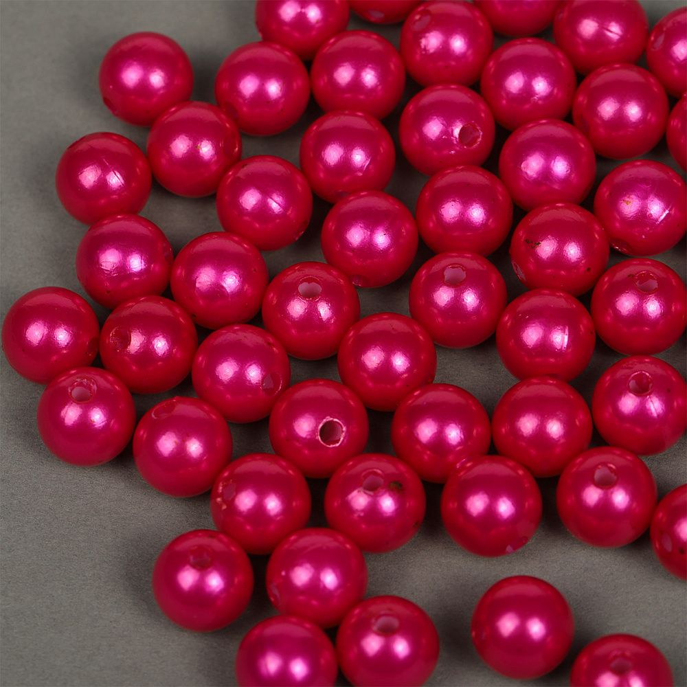 Бусины пластик (перламутр) ⌀12 мм, цв.014 малина, уп.500г (530 шт), Magic4Hobby