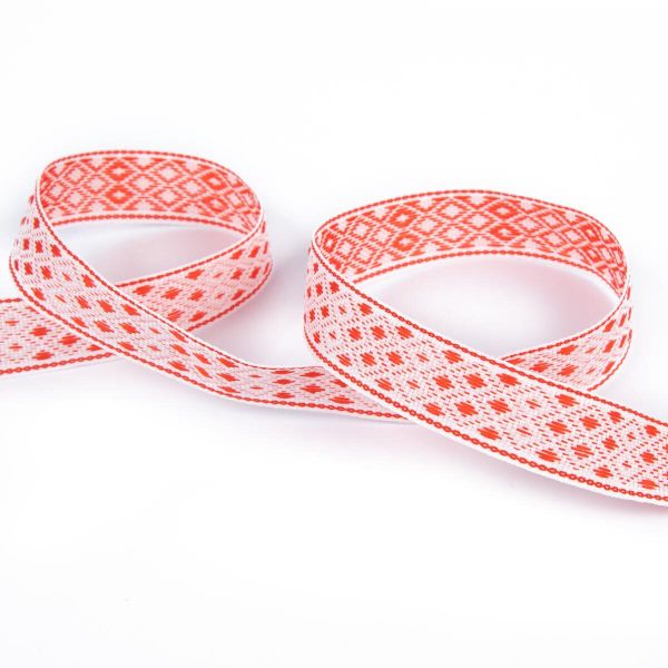 Лента (тесьма) жаккардовая 18.0 мм / 25±1 метров, С1851Г17, рис 6924 красный, С1851Г17