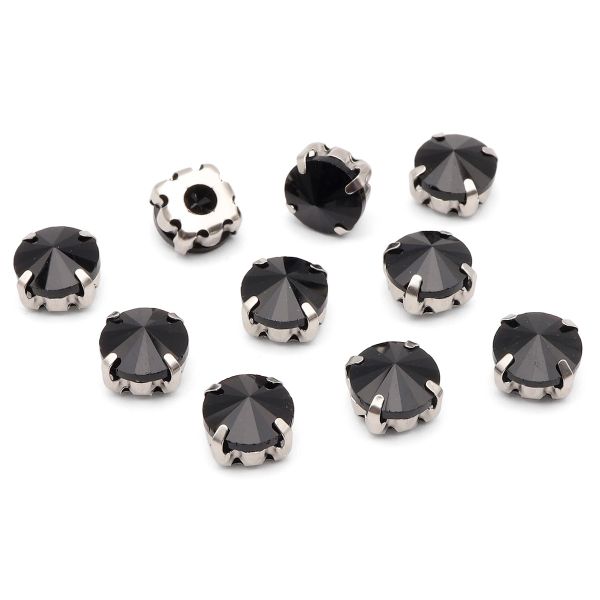 Хрустальные стразы в цапах круглой формы, черный 8 мм, 10 шт. Astra&Craft, РЦ018НН8