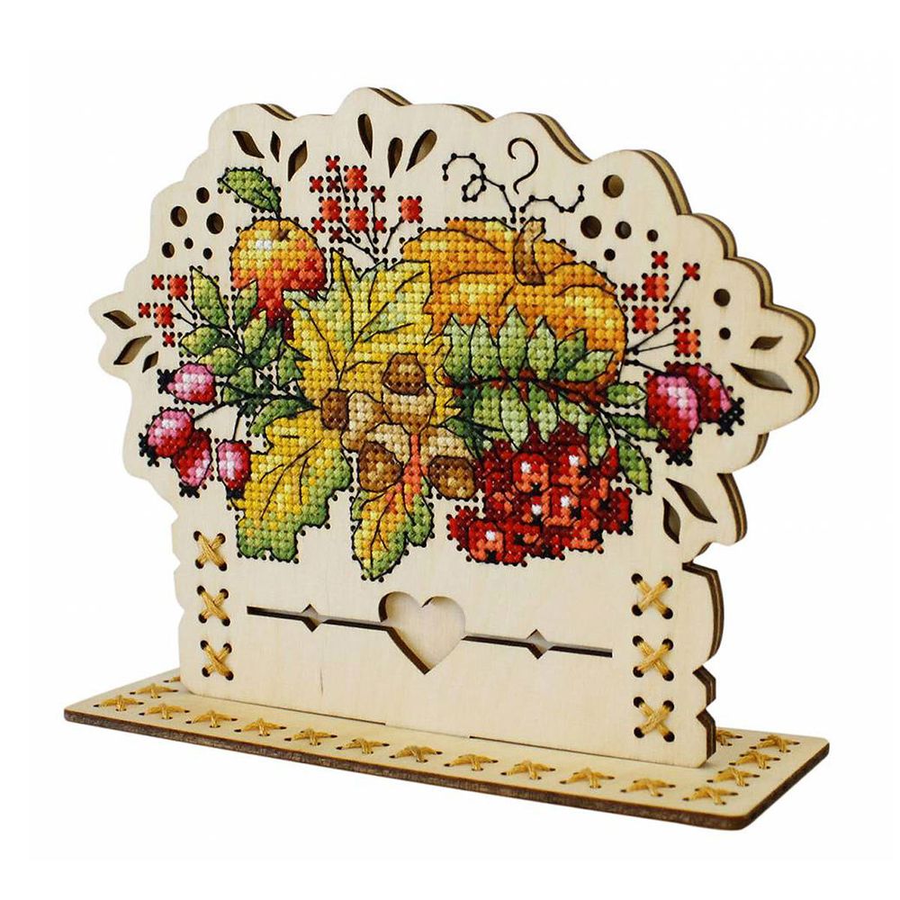 Набор для вышивания нитками МП Студия, на дереве Осенний Букет 13х16см