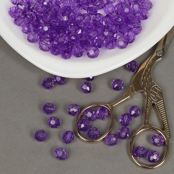 Бусины акрил ⌀8 мм, цв. 07 фиолетовый, 50 г, Magic4Hobby