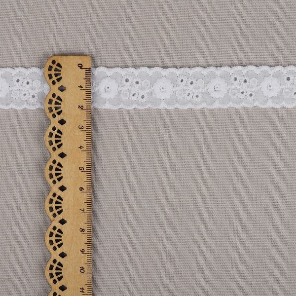Кружево шитьё хлопок.1478 17 мм, цв.01 белый, уп.13.71м, Kruzhevo
