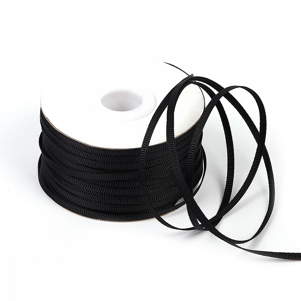 Лента репсовая (в рубчик) 3.0 мм / 91.44 метра, цв. 030 черный