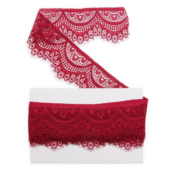 Кружево эластичное (стрейч) 60 мм / 13.71 метра, C520 темно-красный