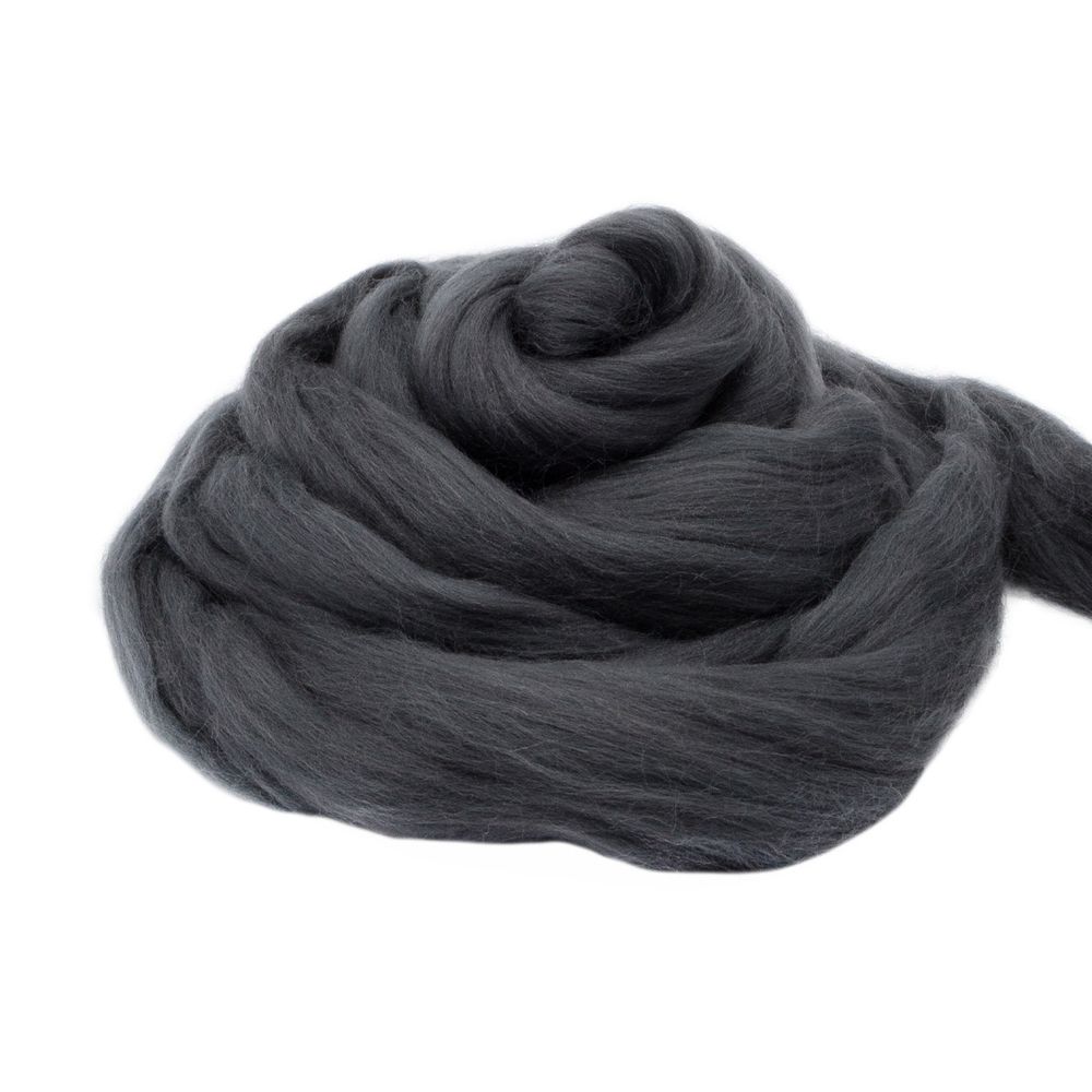 Шерсть для валяния мериносовая тонкая 100%, 100г, 585 графит