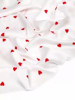 Шелк Армани 90 г/м², 150 см / 2 метра, TBYArm-hrt1, белый сердечки