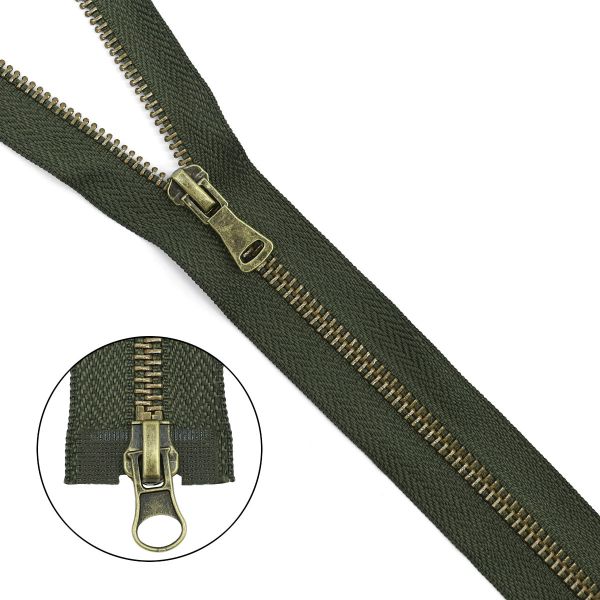 Молния металл Т5 (5 мм) 2 зам., разъем., 80 см, антик, 078 хаки, 5 шт, 15780-5