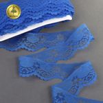 Кружево отделочное в стиле "трикотаж" 40 мм, 1661, цв.синий, 27,4м