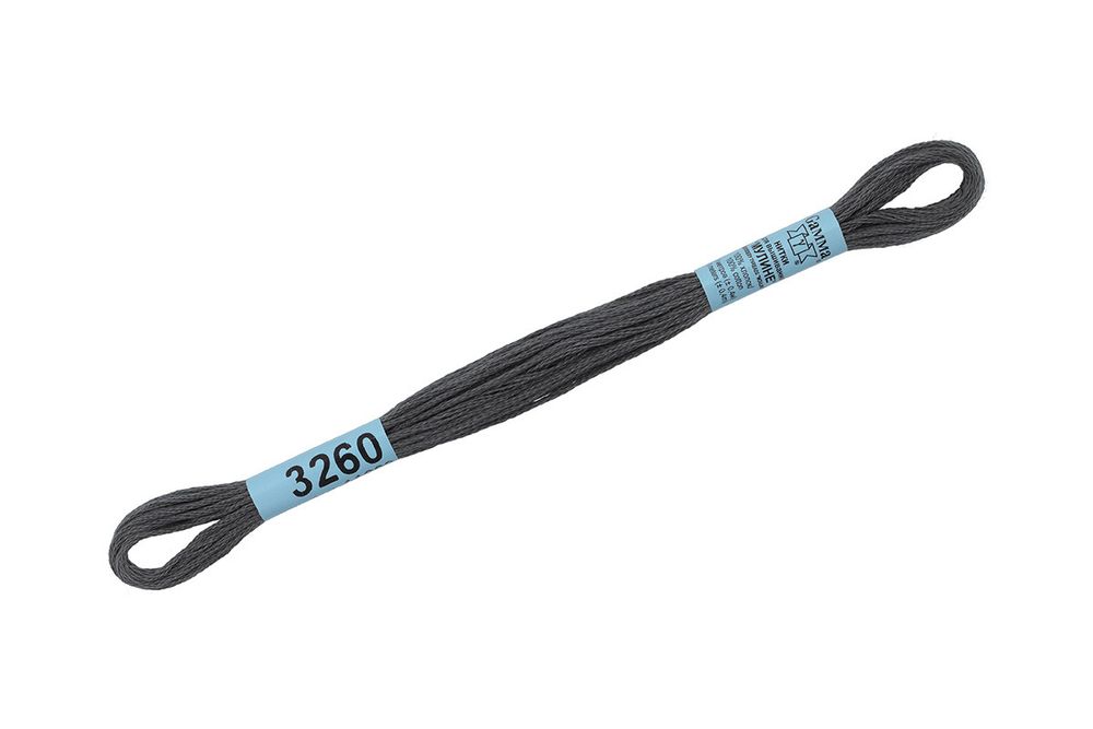 Мулине Gamma 100% хлопок, цв.3260 т.серый, 24 мотка по 8 метров