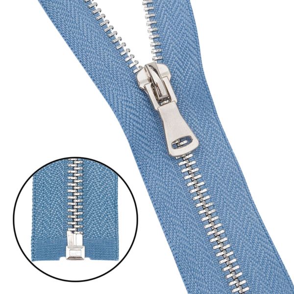 Молния металл Т5 (5 мм) 1 зам., разъем., 70 см, никель, 231 серо-голубой, 5 шт