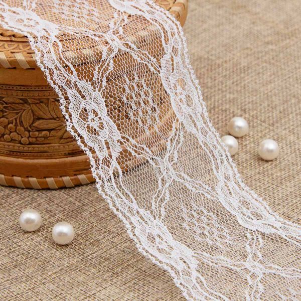 Кружево на сетке 68 мм, WL-84, белый, 13.71 м