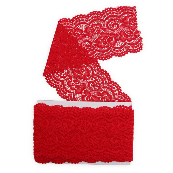 Кружево эластичное (стрейч) 100 мм / 3 метра, C820 красный