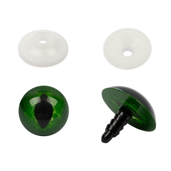 Глазки кукольные с кошачьим зрачком с фиксатором ⌀22 мм, 10 шт (5х2 шт), зеленый, HobbyBe PGAS-22