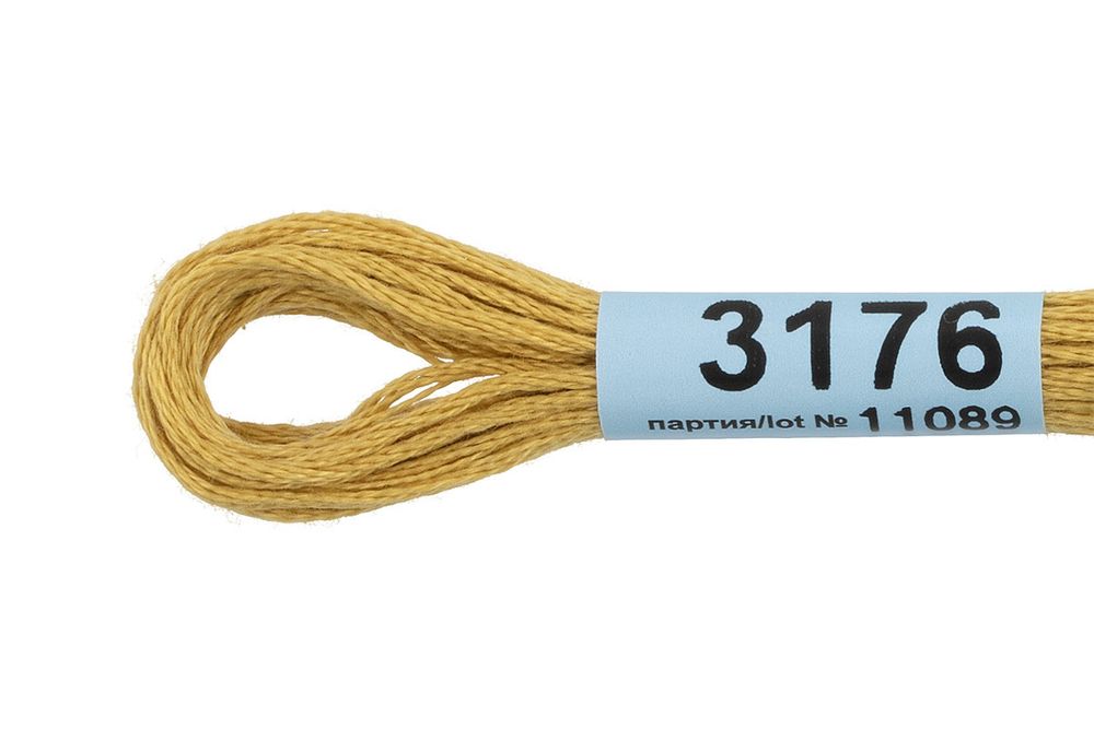 Мулине Gamma 100% хлопок, цв.3176 оливковый, 24 мотка по 8 метров