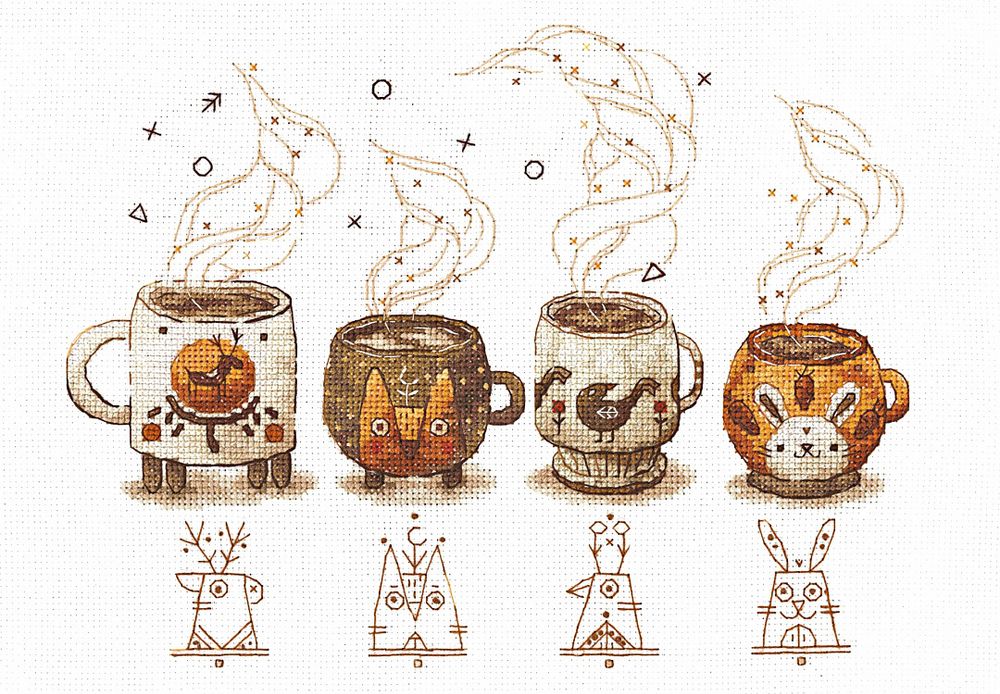 Набор для вышивания нитками Сделай своими руками, Хранители кофе 22х17,5 см