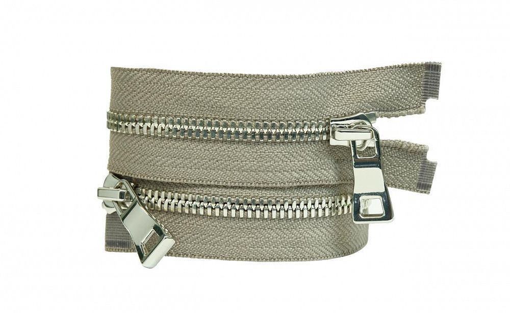 Молния металл Т5 (5 мм) 2 зам., разъем., 75 см, никель, цв.D323 т.серый, MaxZipper Premium, 1 шт /TOS/