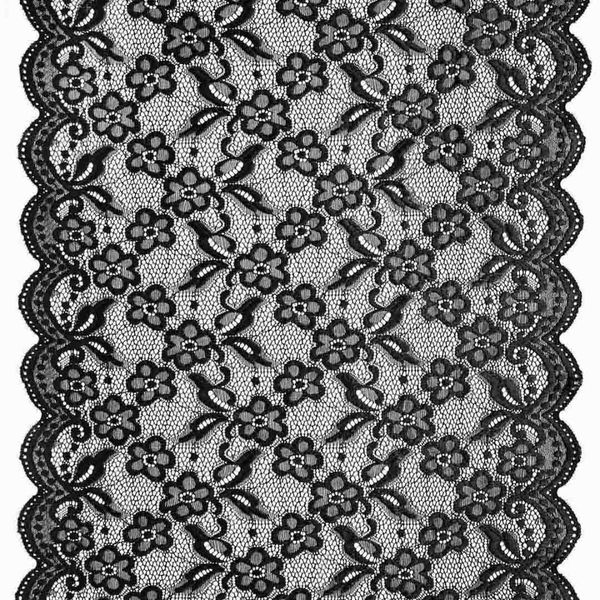 Кружево бельевое эластичное 400 мм / 13.72 м, цв. C580 черный