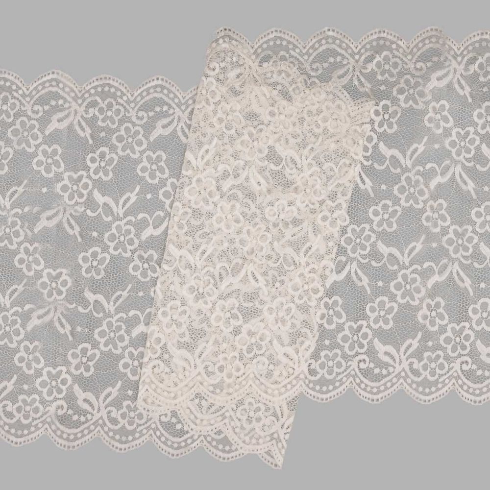 Кружево бельевое эластичное 400 мм / 13.72 м, цв. C571 молочный