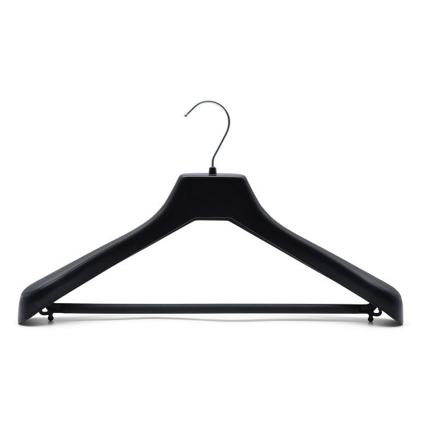 Вешалка пластиковая для верхней одежды и костюмов L-42см, h5,5см, с перекладиной, цв. черный, V42, 5 шт