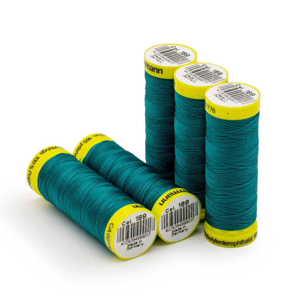 Нитки для трикотажа Gutermann Maraflex, 150м, 189 зеленая бирюза, 5 катушек