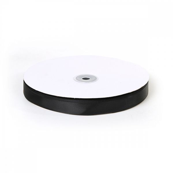 Лента репсовая (в рубчик) 15.0 мм цв. 030 черный уп.91.4м