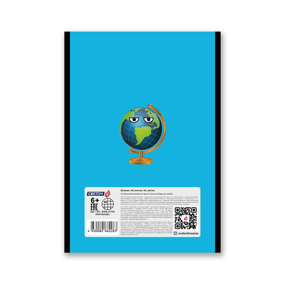 Блокнот на скобе, A5 60 л. 12 шт клетка, Мотиватор 01744, Б263 Светоч