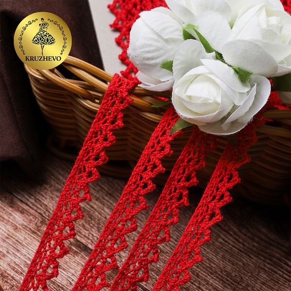 Кружево вязаное (тесьма) 10 мм / 10 метров, 5036.31 цв.31 красный, 10 м, Kruzhevo