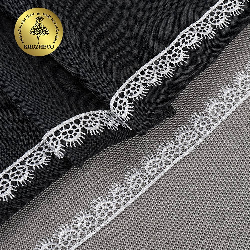 Кружево гипюр (плетёное) 16 мм / 13.71 метров, TBY.1063, цв.01 белый