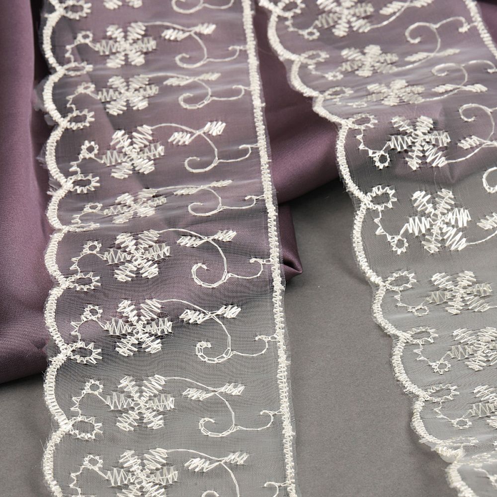 Кружево капроновое 65 мм / 13.7 м, 30011 цв.002 бл.желтый, Kruzhevo